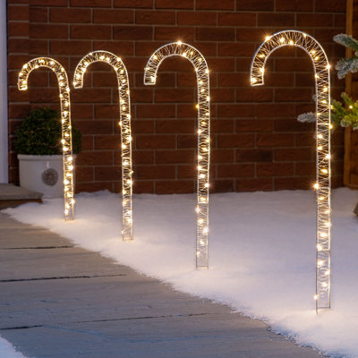 Candy Cane Lights Micro LED Outdoor Christmas Path Decorations 56cm x 4 ...