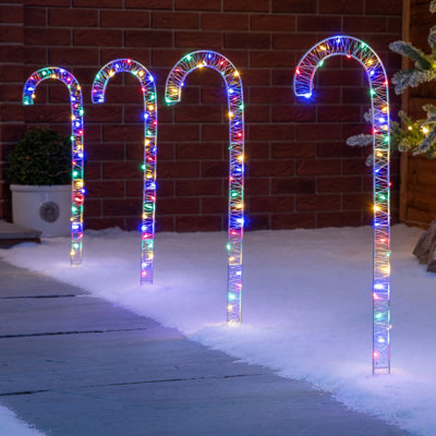 Candy Cane Lights Multicolour Micro LED Outdoor Christmas Path ...