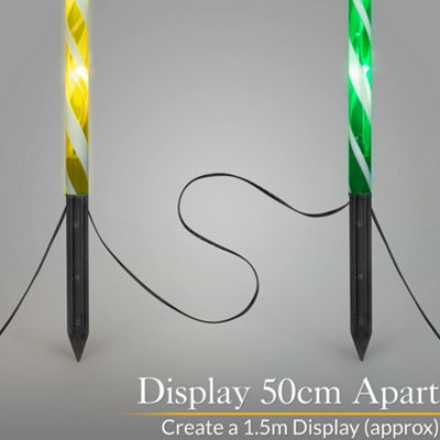 Candy Cane Lights Small LED Christmas Pathway Decorations Battery x 4 - Multi Colour