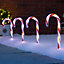 Candy Cane Lights Small LED Christmas Pathway Decorations Mains x 4 - Red