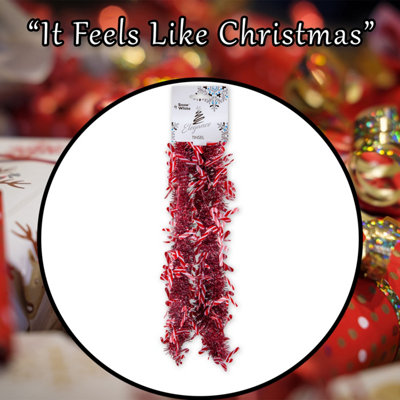 Candy Cane Tinsel Christmas Decoration X 1 55cm x 19cm x 12cm Red