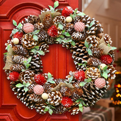 Candy Cane Xmas Door Decoration Winter Autumn Wreath, Christmas Wreath 36cm