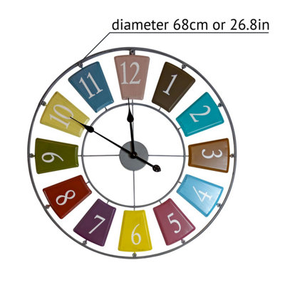 Candy Colourful Skeleton Wall Clock - 68cm/27in Modern Kitchen Wall ...