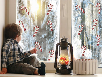 Candy Stick Canes Sweetie Christmas Window Stickers