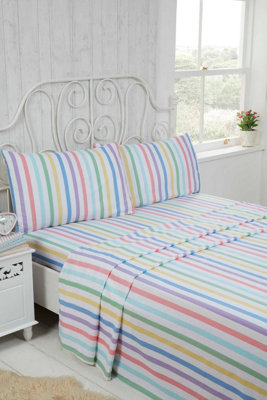 Candy Stripe 100% Brushed Cotton Sheet Set Super King