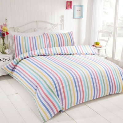 Candy Stripe 100% Cotton Duvet Cover Set