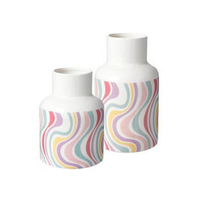 Candy Swirl Patterned Ceramic Decorative Vase - H25 cm