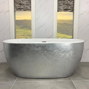 Cannes 1700mm Luxury Freestanding Bath - Silver Leaf Finish
