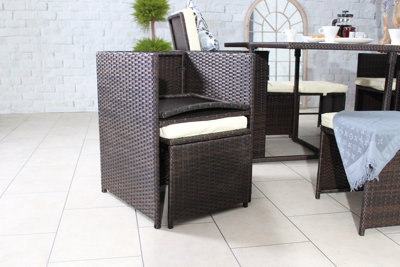 Cannes Brown 8 Seater 9 Piece Cube set