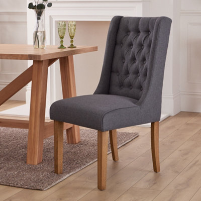 Cannes Button Back Kitchen Furniture Dining Room Chair - Charcoal