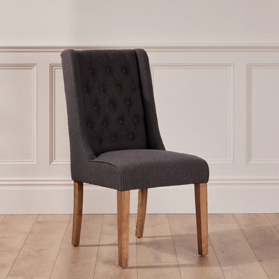 Cannes Button Back Kitchen Furniture Dining Room Chair - Charcoal