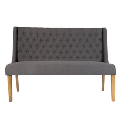 Cannes Button Kitchen Furniture Bench Dining Chair - Charcoal