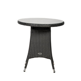 CANNES Ebony Black 70cm Round Table with Clear Glass Top
