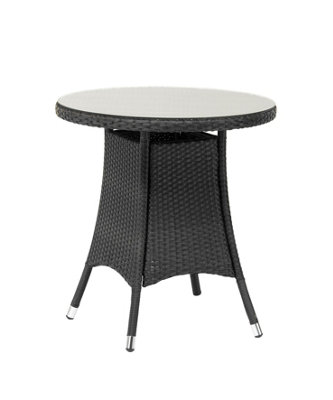 CANNES Ebony Black 70cm Round Table with Clear Glass Top