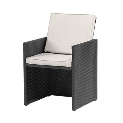 CANNES Ebony Black Cube Chair with Folding Back & Footstool incl. cushions