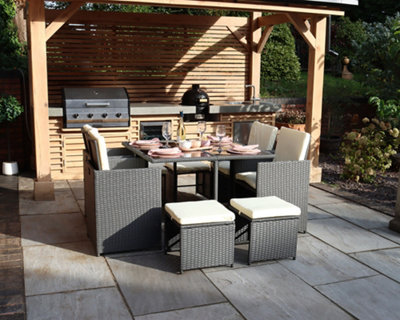 Cannes GREY 8 Seater 9 Piece Cube set