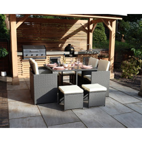 Cannes GREY 8 Seater 9 Piece Cube set