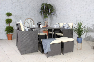 Cannes GREY 8 Seater 9 Piece Cube set