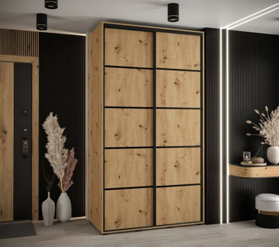 Cannes IV Elegant Oak Artisan Sliding Door Wardrobe 1300mm H2050mm