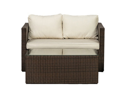 Cannes Mocha Brown 2 Seater Sofa incl. cushions & Coffee Table DIY at B&Q