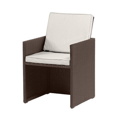 CANNES Mocha Brown Cube Chair with Folding Back Footstool incl