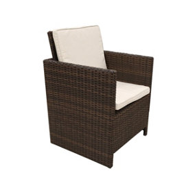 CANNES  Mocha Brown Cube Chair with Folding Back incl. cushions (without Footstool)