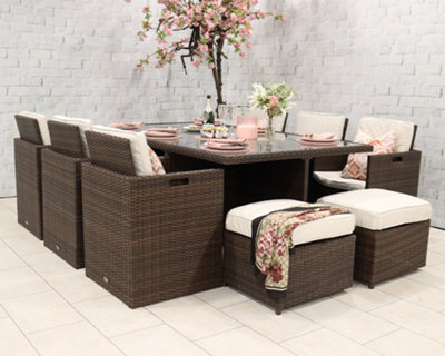 CANNES Mocha Brown Deluxe 10 Seater Cube Set