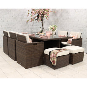 CANNES Mocha Brown Deluxe 10 Seater Cube Set