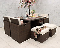 CANNES Mocha Brown Deluxe 8 Seater Cube Set