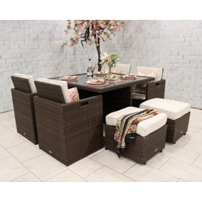 CANNES Mocha Brown Deluxe 8 Seater Cube Set