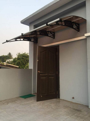 CANOFIX Door Canopy PC 2000 Width X 1500 Projection  Black Bracket Bronze Sheet