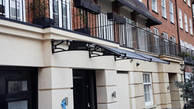 CANOFIX Door Canopy PC 2500 Width x 1500 Projection (Black Bracket ...