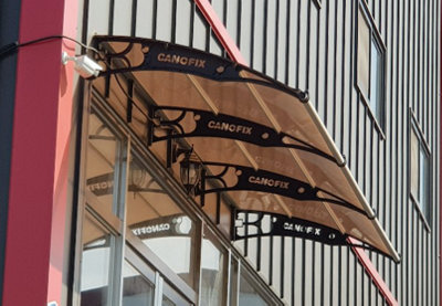 CANOFIX Door Canopy PC 4000 Width x 1270 Projection (Black Bracket - Bronze Sheet)