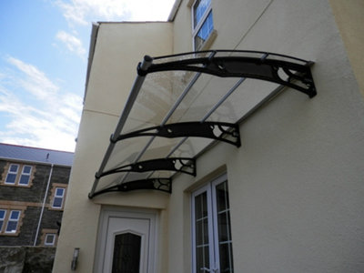 CANOFIX Door Canopy PC 4000 Width x 1270 Projection (Black Bracket - Clear Sheet)