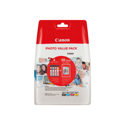 Canon CLI-581 C M Y BK VALUE Pack of 4 cartridges (Black Cyan Magenta ...