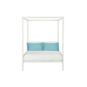 Canopy metal bed in white, double