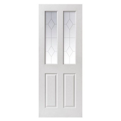 Canterbury 2 Light White Internal Door - Grained