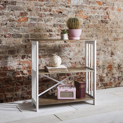 Canterbury Bookshelf with 3 Shelves in Dark Pine and White