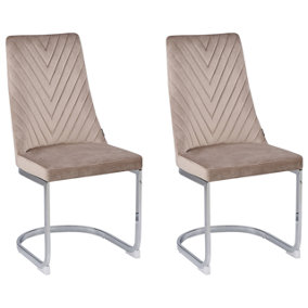 Cantilever Chair Set of 2 Velvet Beige ALTOONA