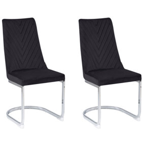 Cantilever Chair Set of 2 Velvet Black ALTOONA