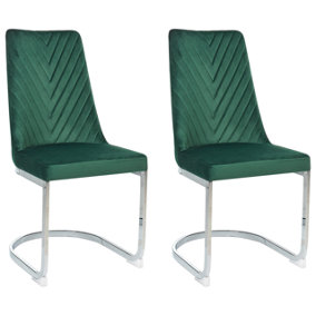 Cantilever Chair Set of 2 Velvet Emerald Green ALTOONA