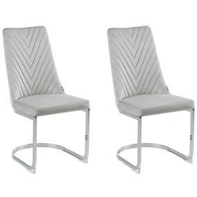 Cantilever Chair Set of 2 Velvet Grey ALTOONA
