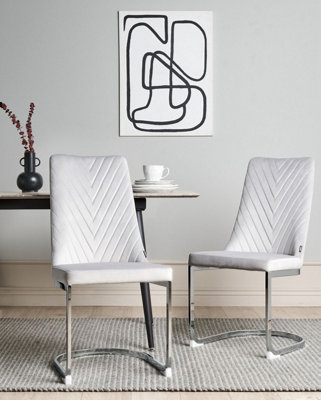 Cantilever Chair Set of 2 Velvet Grey ALTOONA | DIY at B&Q