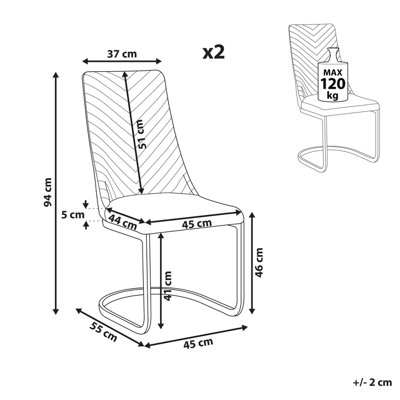 Cantilever Chair Set of 2 Velvet Grey ALTOONA | DIY at B&Q