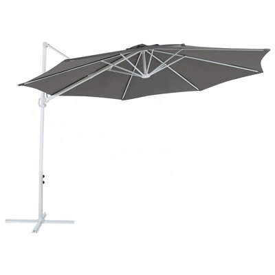 Cantilever Garden Parasol 2.95 m Dark Grey and White SAVONA II