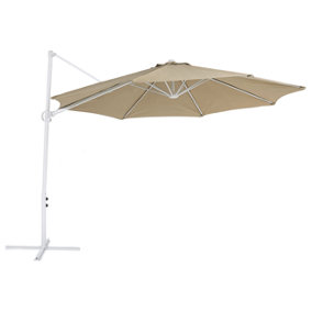 Cantilever Garden Parasol 2.95 m Taupe and White SAVONA II