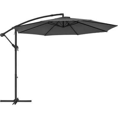 Cantilever Garden Parasol, 3 m Banana Patio Umbrella with Base, Hanging Umbrella with Crank for Opening Closing, Sunshade