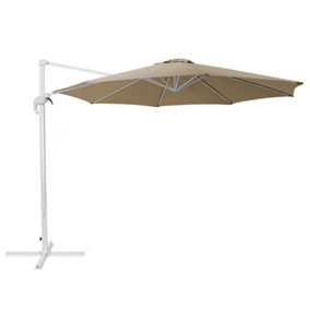 Cantilever Garden Parasol 3 m Sand Beige and White Canopy SAVONA