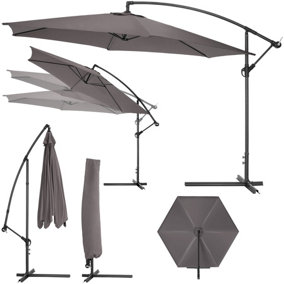 Cantilever garden parasol umbrella, 350 cm  - grey