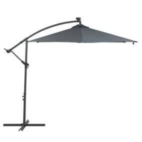 Cantilever Garden Parasol with LED Lights 2.85 m Grey CORVAL